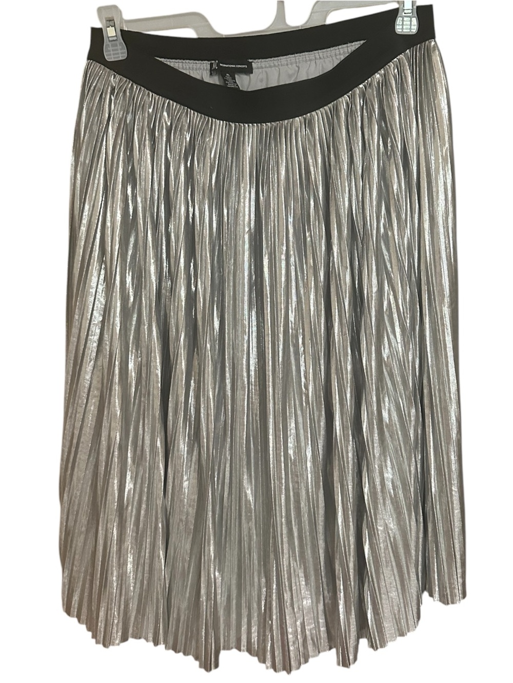 INC International Concepts Silver Metallic Midi Skirt (PL)
